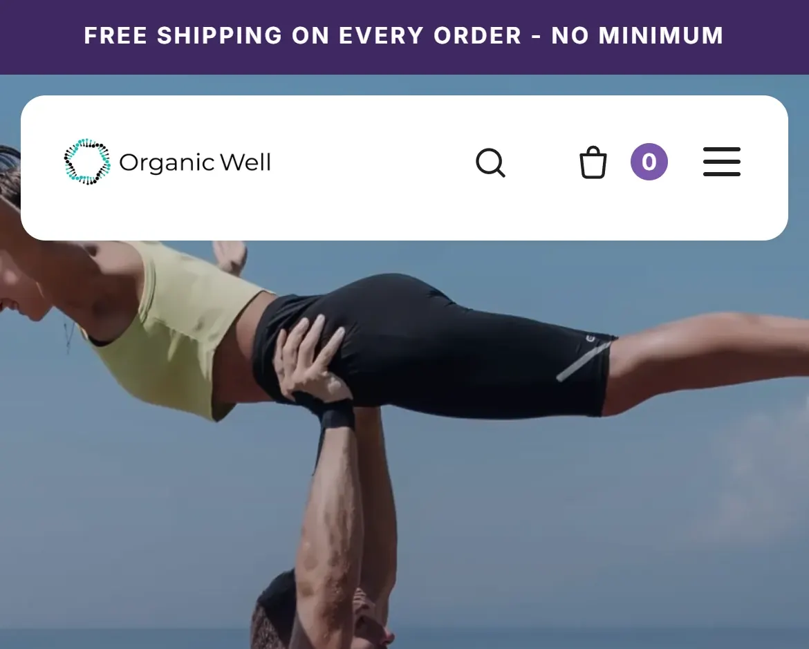 Organic Well Store — עמוד הבית בטלפון